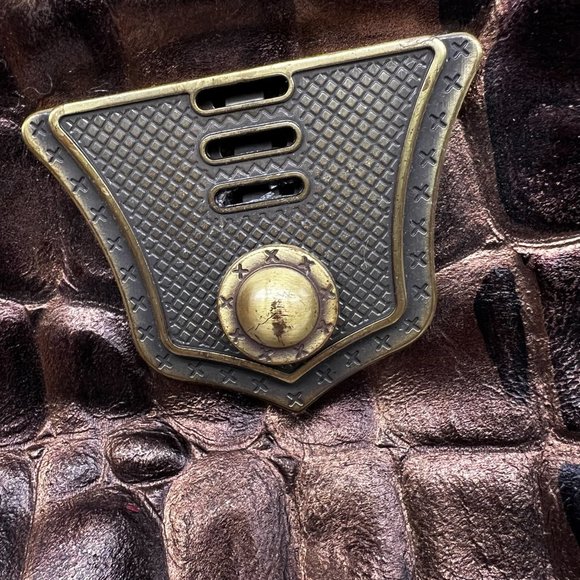 Legaspi Crocodile Alligator Design Patent Leather Print Purse Handbag 8"X12" - Picture 3 of 11